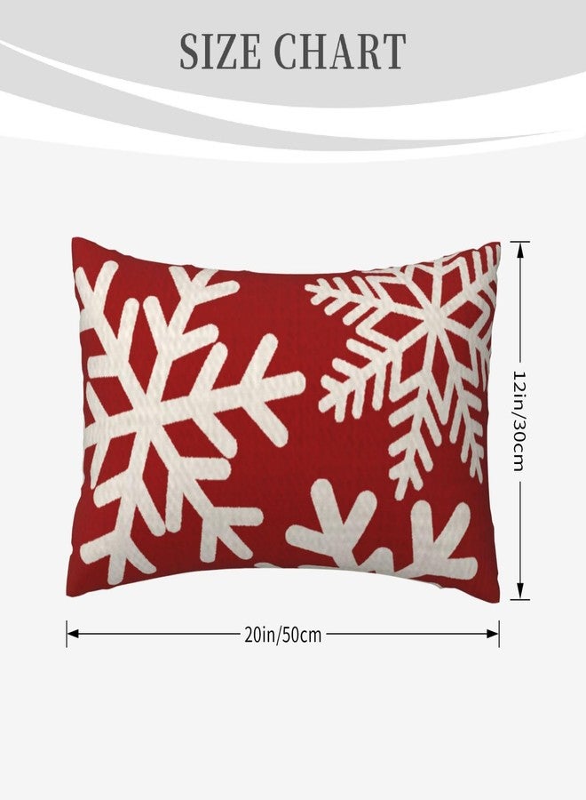 NIDITW Happy Holidays Snowflakes Falling Red Cotton Linen Throw Pillow case Cushion Cover Sofa Chair Decorative Rectangle 12x20 Inches (37) - Image 5