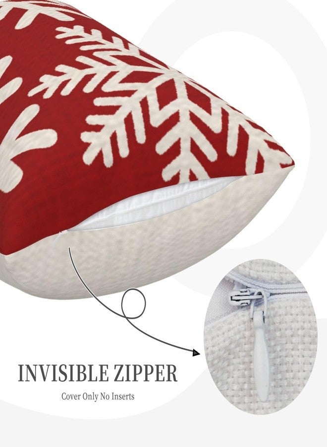 NIDITW Happy Holidays Snowflakes Falling Red Cotton Linen Throw Pillow case Cushion Cover Sofa Chair Decorative Rectangle 12x20 Inches (37) - Image 3