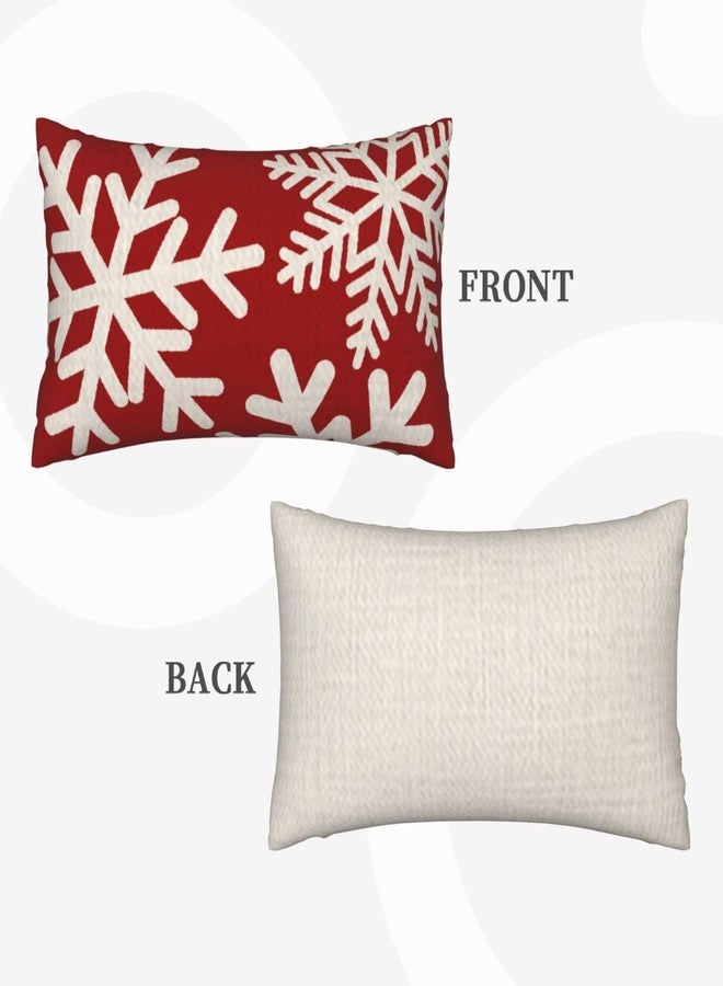 NIDITW Happy Holidays Snowflakes Falling Red Cotton Linen Throw Pillow case Cushion Cover Sofa Chair Decorative Rectangle 12x20 Inches (37) - Image 4