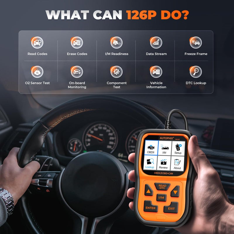 AUTOPHIX OM126P OBD2 Scanner, Check Engine Light Code Reader, Car Code Scanner for Automotive Diagnostic, Read & Clear Fault Code, Pass Smog Test, Live Data, for All US Cars After 1996 - Image 3