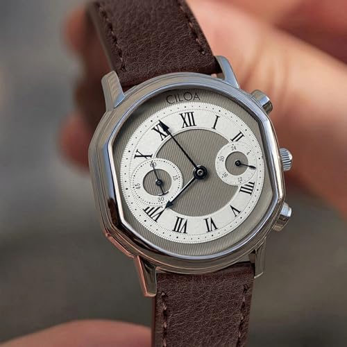 CILOA Mens Watches Leather Watch Analog Watch for Men Luxury Fashion Business Casual 30M Waterproof Men's Wrist Watches(Grey) - Image 2
