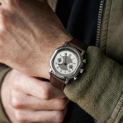 CILOA Mens Watches Leather Watch Analog Watch for Men Luxury Fashion Business Casual 30M Waterproof Men's Wrist Watches(Grey) - Image 5