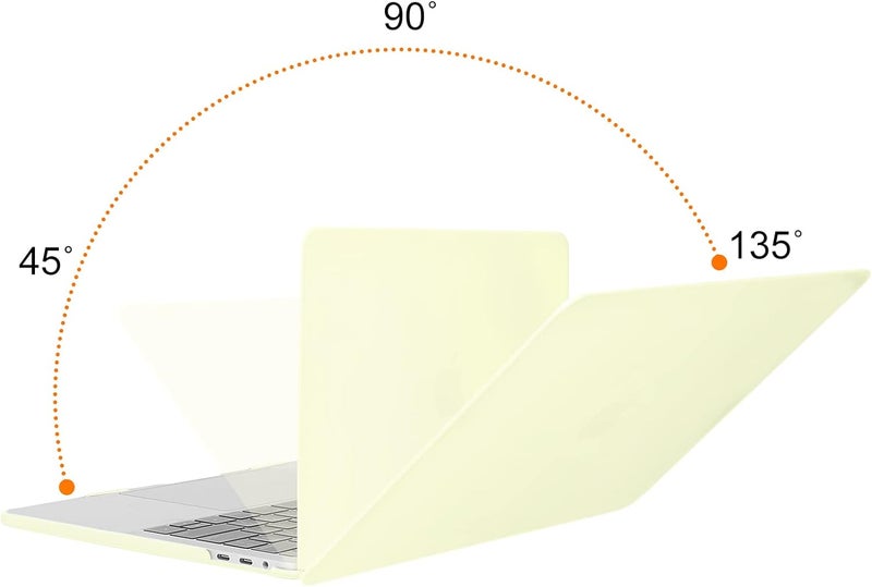 موسيسو حافظة متوافقة مع MacBook Pro 13 بوصة M2 2024، 2023، 2022-2016 A2338 M1 A2251 A2289 A2159 A1989 A1708 A1706، غلاف بلاستيكي صلب وغطاء لوحة مفاتيح وواقي شاشة وحقيبة تخزين، أصفر كريمي - Image 4