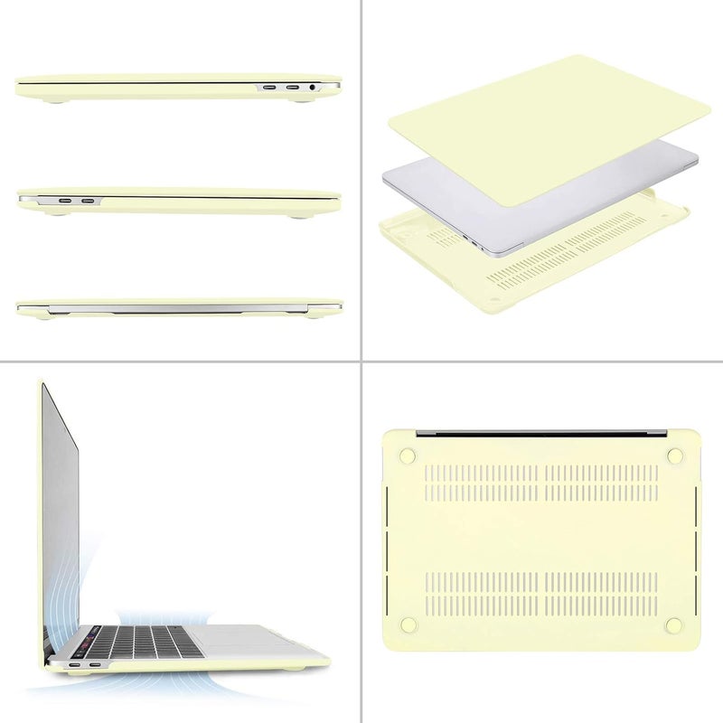 موسيسو حافظة متوافقة مع MacBook Pro 13 بوصة M2 2024، 2023، 2022-2016 A2338 M1 A2251 A2289 A2159 A1989 A1708 A1706، غلاف بلاستيكي صلب وغطاء لوحة مفاتيح وواقي شاشة وحقيبة تخزين، أصفر كريمي - Image 5