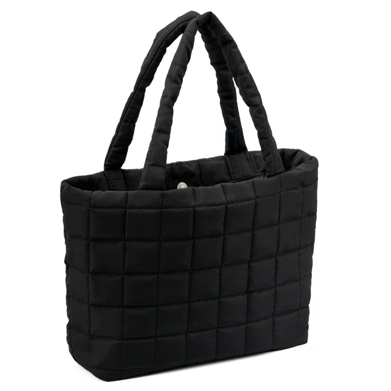 REDSINDA Quilted Tote Bag for Women, Lightweight Carryall Puffer Shoulder Bag Handbag for Travel, Work (Black) - Image 1