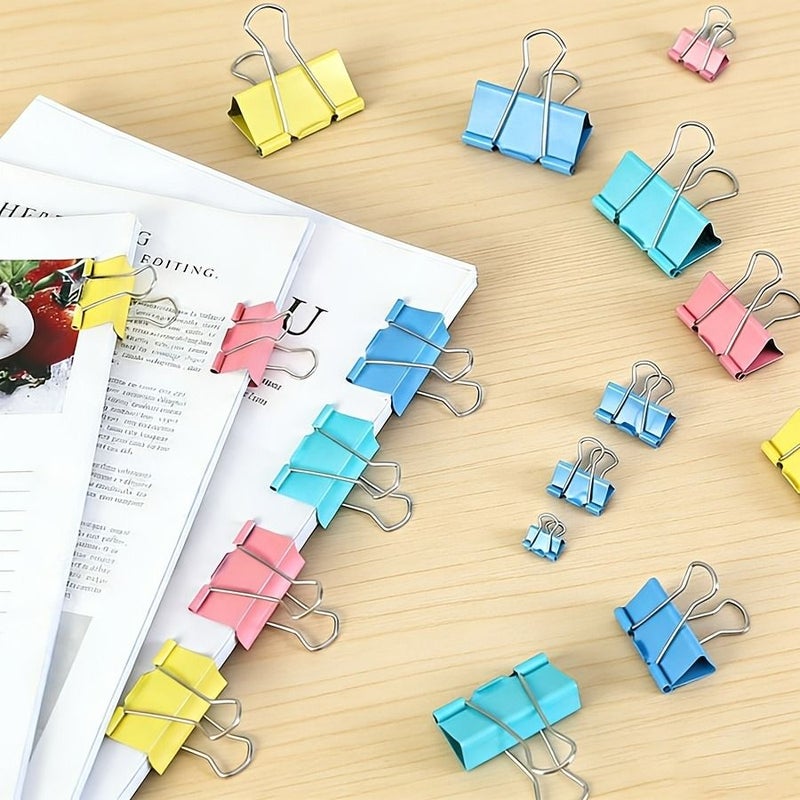 27pcs Random Color Heavy Duty Metal Binder Clips Assorted Sizes Long Tail Paper Clamps Document Organizer for Office School and Home - Image 2