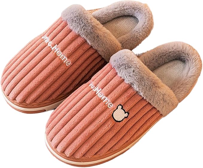 Krystle Slippers For Women Men Winter Sandals Casual Flats Home Footwear Man Girls Sliders Flip Flops Chappals Ladies Clogs Sleeper Slides Stylish Ortho Soft (11 Years)(Peach) - Image 1