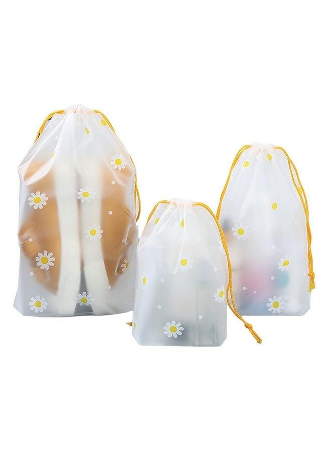 Pristu Pack of 10 Pcs Shoe Bag Cover for Shoe Storage & Travelling Drawstring Bags Waterproof, White Daisy - Image 1