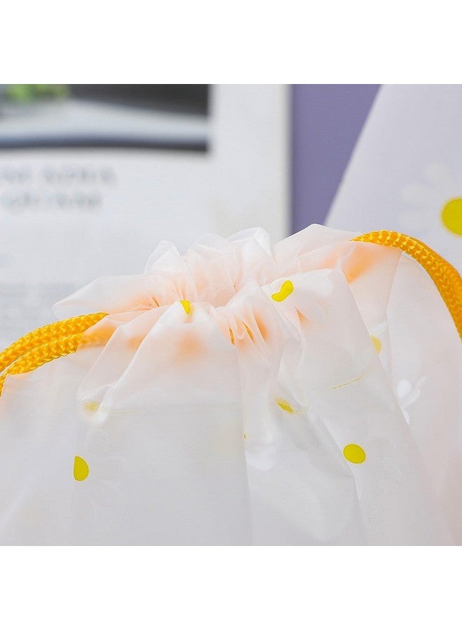 Pristu Pack of 10 Pcs Shoe Bag Cover for Shoe Storage & Travelling Drawstring Bags Waterproof, White Daisy - Image 2