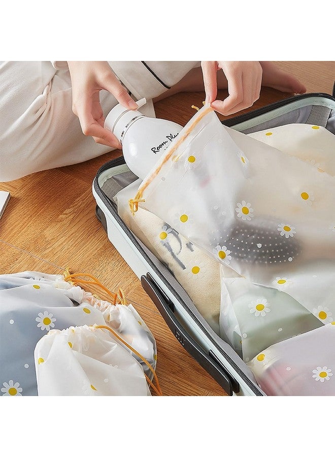 Pristu Pack of 10 Pcs Shoe Bag Cover for Shoe Storage & Travelling Drawstring Bags Waterproof, White Daisy - Image 3
