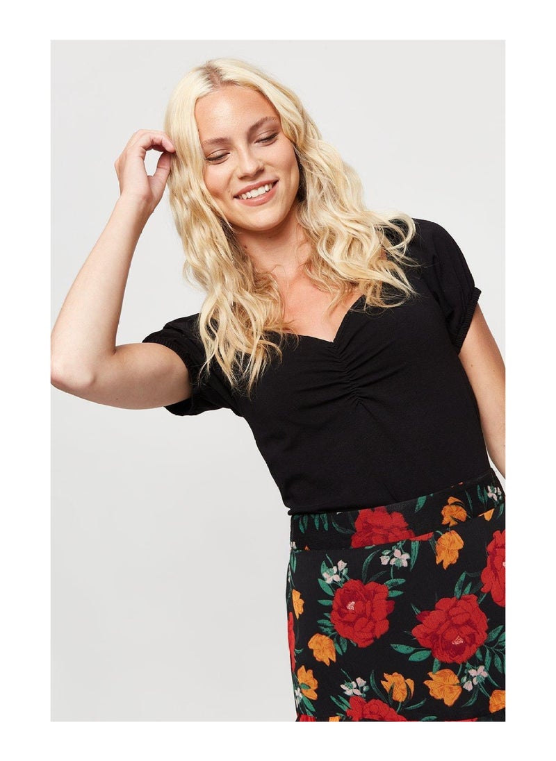 DOROTHY PERKINS - Red Floral Chiffon Ruffle Midi Skirt - Image 1