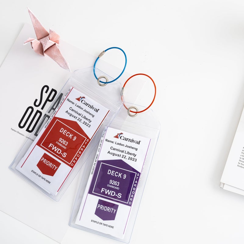 Jollyants Carnival, Princess, NCL & MSC Cruise Ship Essentials - Clear Luggage Tag Holders & Must Haves for Cruise Lovers, Waterproof & Reusable - Image 4