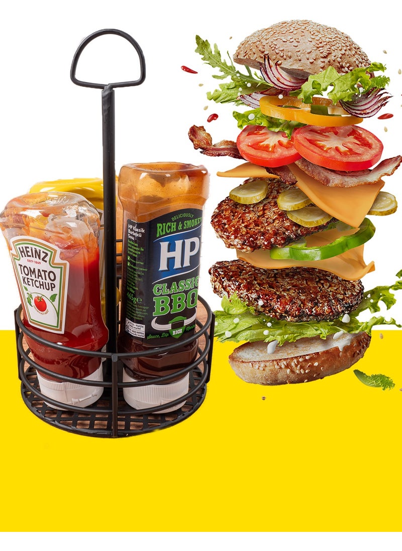 Nazarium - 1 Piece - Sauce Stand Metal Stand Ketchup Mayonnaise Mustard Bbq Sauce Set, Organizer Cafe Restaurant Service Stand - Image 1