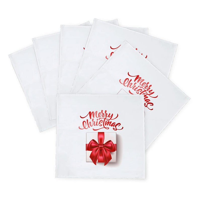 Khakee مناديل طاولة حرير بموضوع عيد الميلاد 6 قطع 10x10 لتزيين عيد الميلاد زينة عيد الميلاد هدية عيد الميلاد xmas21153 - Image 2