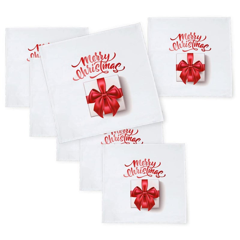 Khakee مناديل طاولة حرير بموضوع عيد الميلاد 6 قطع 10x10 لتزيين عيد الميلاد زينة عيد الميلاد هدية عيد الميلاد xmas21153 - Image 1