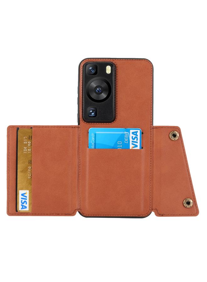 S-TOP Case For Huawei P60 / P60 Pro Double Buckle Magnetic PU+TPU Phone Case - Image 2