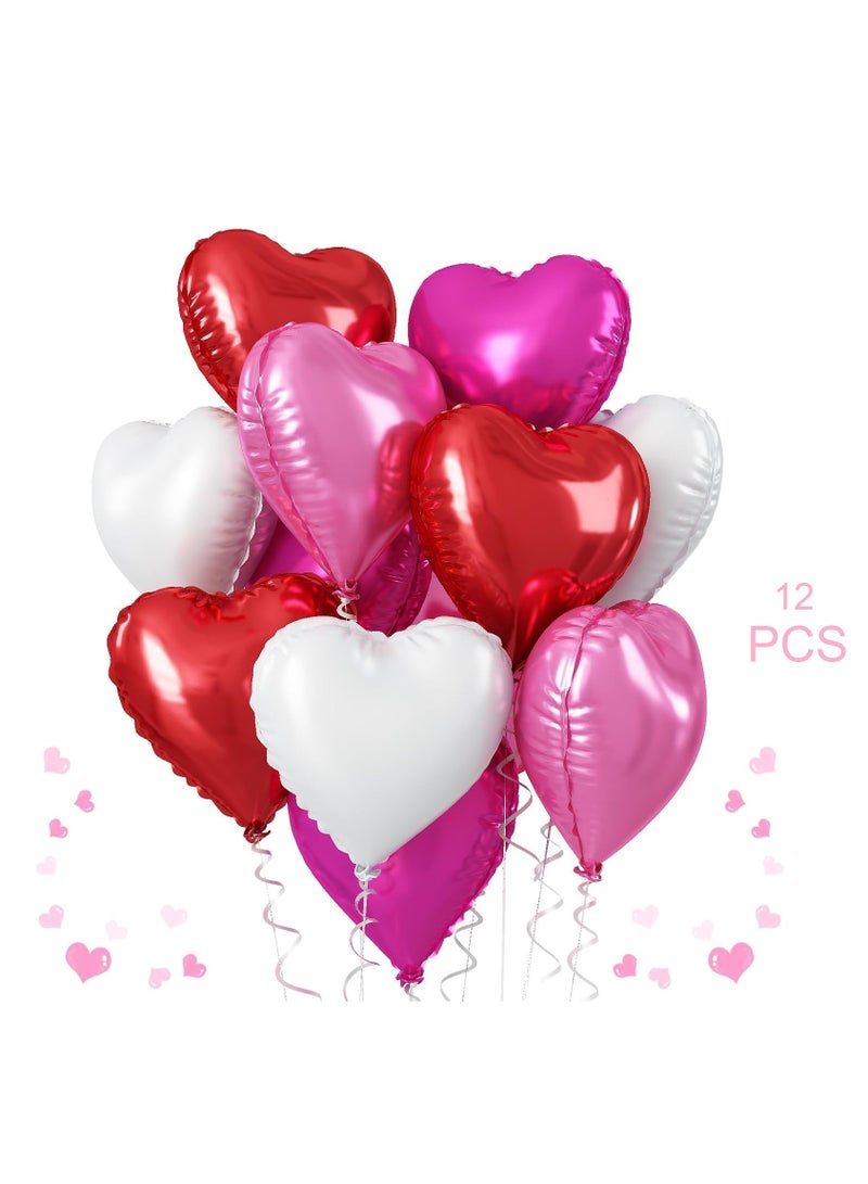بوكسوودس مجموعة من 12 قطعة من البالونات على شكل قلب مقاس 18 بوصة لتزيين حفلات أعياد الميلاد وعيد الحب والذكرى السنوية وحفلات الزفاف - Image 1