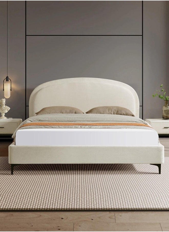 Home Canvas OSAKA Queen Upholstered Bed with Curved Headboard & Metal Feet (160x200)  - Image 3