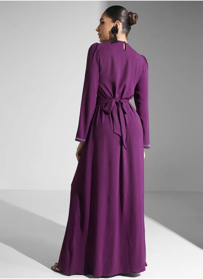 Refka by modanisa Embellished Tie Detail Dress