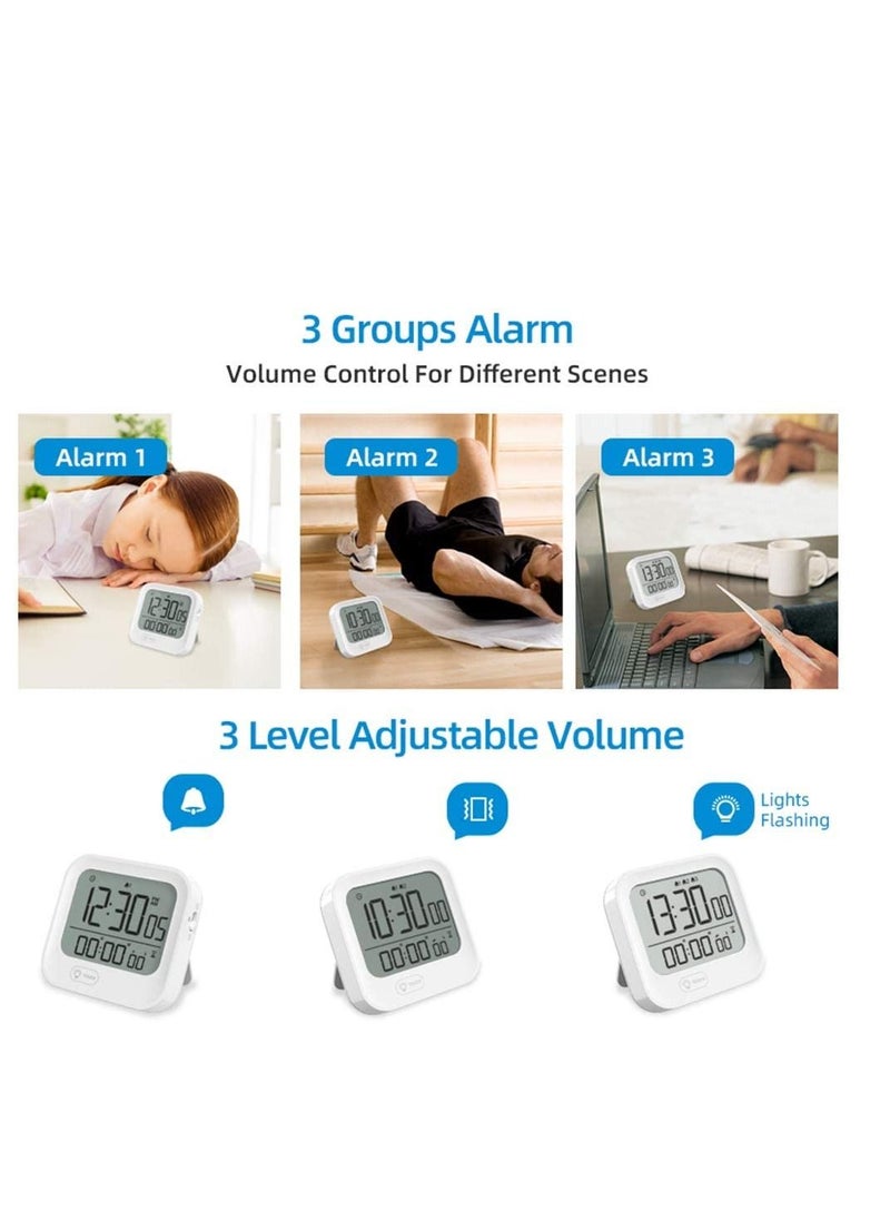 SYOSI - Kitchen Timer and Alarm Clock Pomodoro Interval Timer Countdown Clock Magnetic Tomato Clock Stopwatch Vibration/Flashing/Loud Mode 12H/24H Seconds White Backlight - Image 1