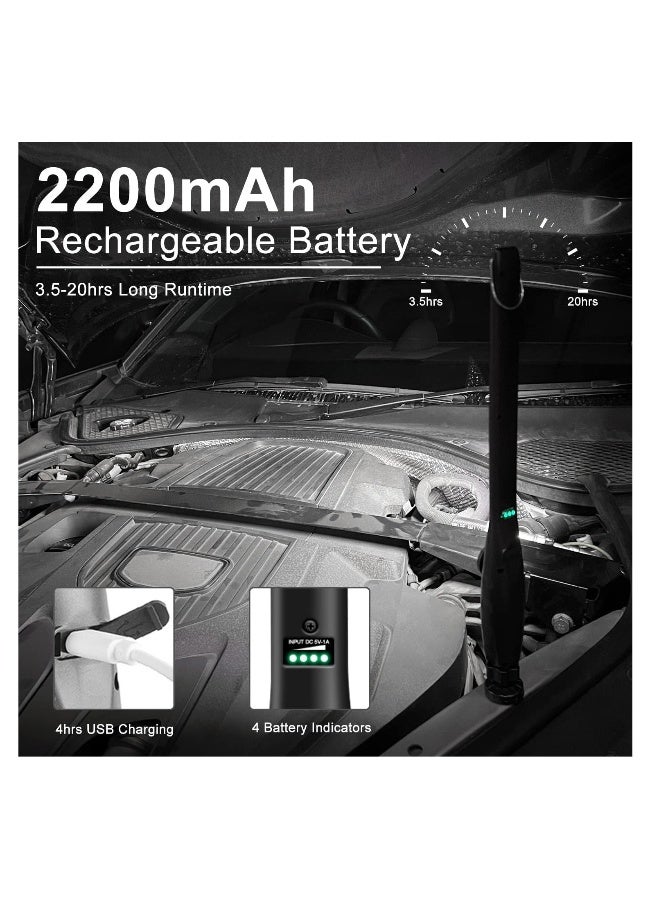 مصباح العمل LED 2 قطعة - بطارية قابلة لإعادة الشحن 2200 مللي أمبير، 600 لومن قابل للتعتيم - مصباح محمول بقاعدة مغناطيسية وخطاف - مثالي لإصلاح السيارات، ومرآب، وحالات الطوارئ، والتخييم في الهواء الطلق. - Image 2