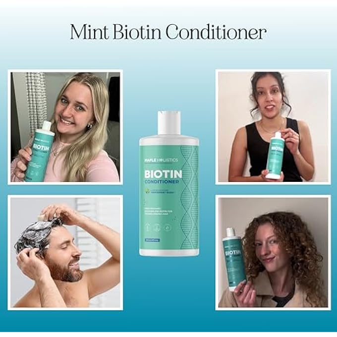 Maple Holistics VOLUMIZING BIOTIN CONDITIONER FOR THINNING HAIR - VOLUMIZING CONDITIONER FOR FINE THIN & WEAK HAIR - SULFATE PARABEN & SILICONE FREE HAIR CONDITIONER NOURISHING PLANT PROTEINS & B VITAMINS (MINT) - Image 3