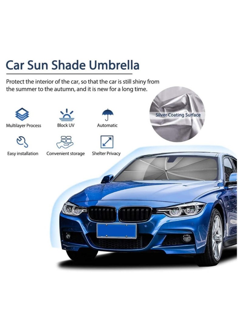 ELTRAZONE Car Windshield Sun Shade Umbrella, Foldable Car Windshield Sunshade, Brella Shield for Car, Car Umbrella Sun Shade Protect Vehicle from UV Sun and Heat - Image 2