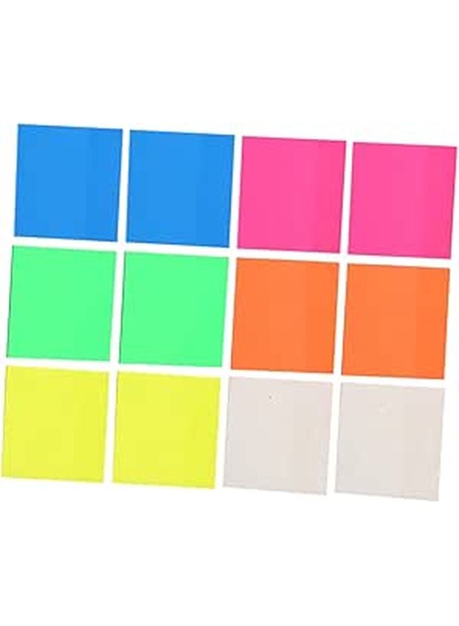 12pcs 75x75mm Fluorescent Sticky Note Tabs Removable Page Markers for Books Office Organization Random Color - Image 1
