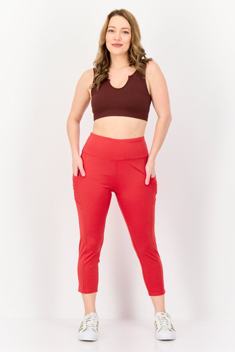 KENDALL + KYLIE Women Sportswear Fit Yoga Leggings, Red - Image 3