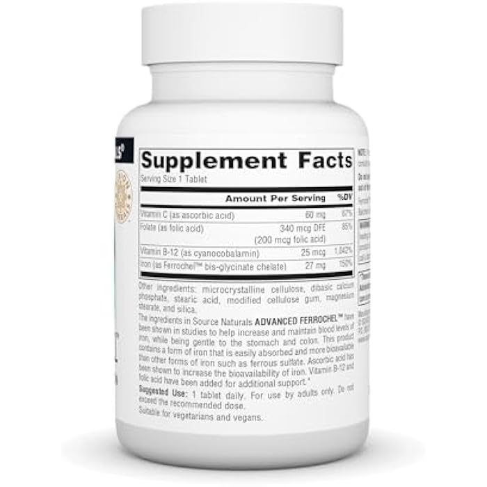 Source Naturals Advanced Ferrochel, Dietary Supplement Yielding 27 mg of Iron - 180 Tablets - Image 2