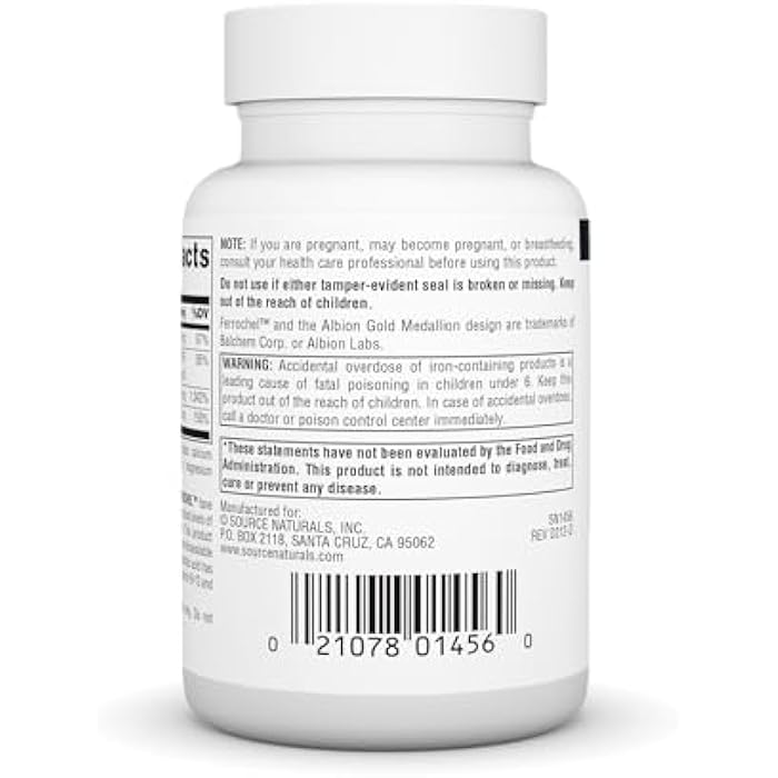 Source Naturals Advanced Ferrochel, Dietary Supplement Yielding 27 mg of Iron - 180 Tablets - Image 3