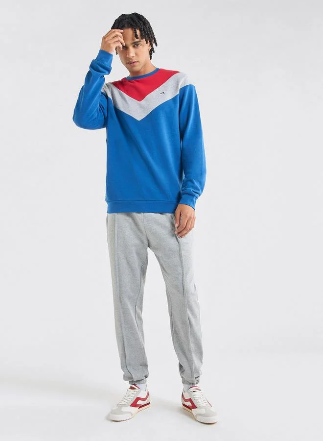 سبلاش فيڤ سويت شيرت بقوالب ملونة وياقة ضيقة وأكمام طويلة