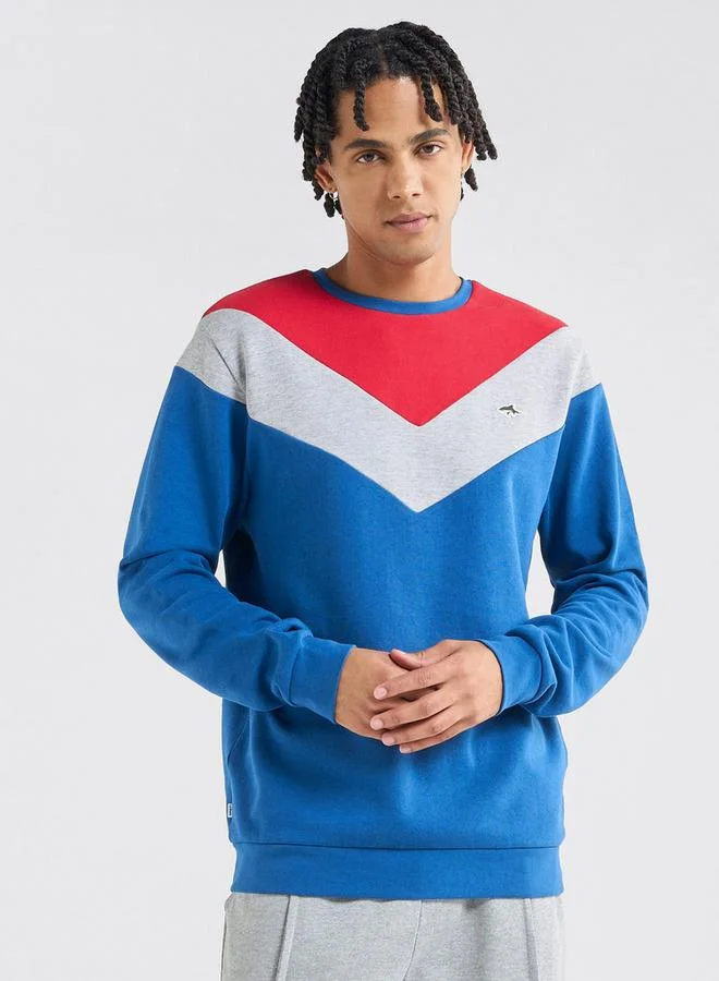 سبلاش فيڤ سويت شيرت بقوالب ملونة وياقة ضيقة وأكمام طويلة