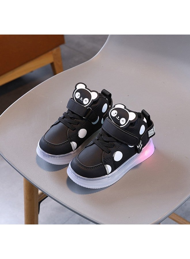 Spring And Autumn New Children's Polka Dot Bright Light Sneaker Cool Flashing Light Male Baby Non-slip High Top Casual Shoes