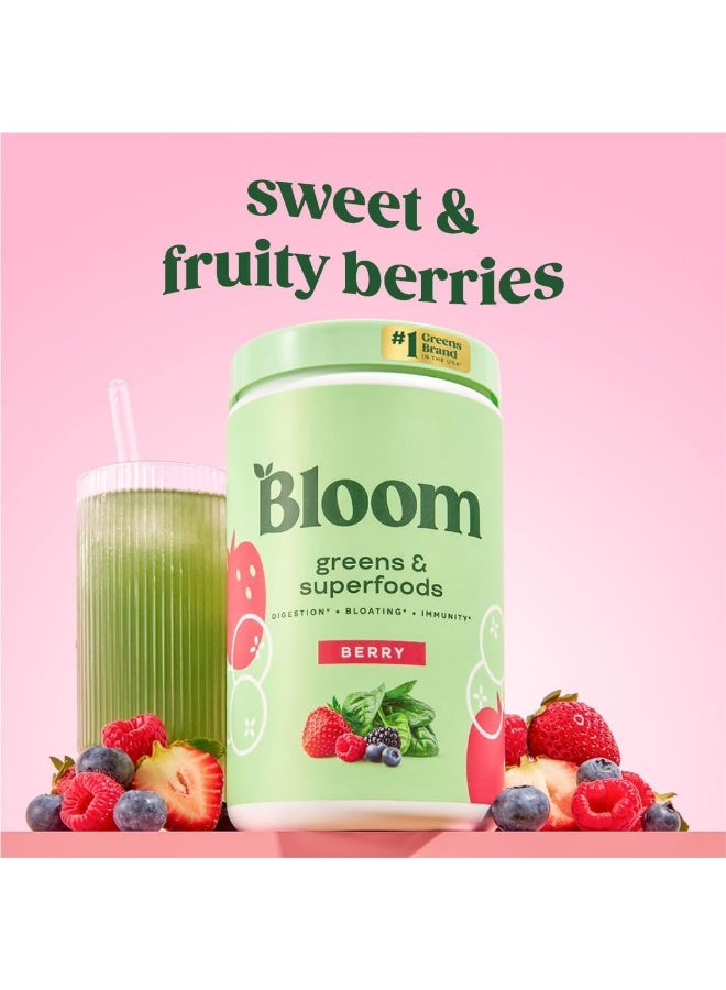 Bloom Nutrition Green Superfood | Super Greens Powder Juice & Smoothie Mix | Complete Whole Foods (Organic Spirulina, Chlorella, Wheat Grass), Probiotics, Digestive Enzymes, & Antioxidants (Berry) - Image 2