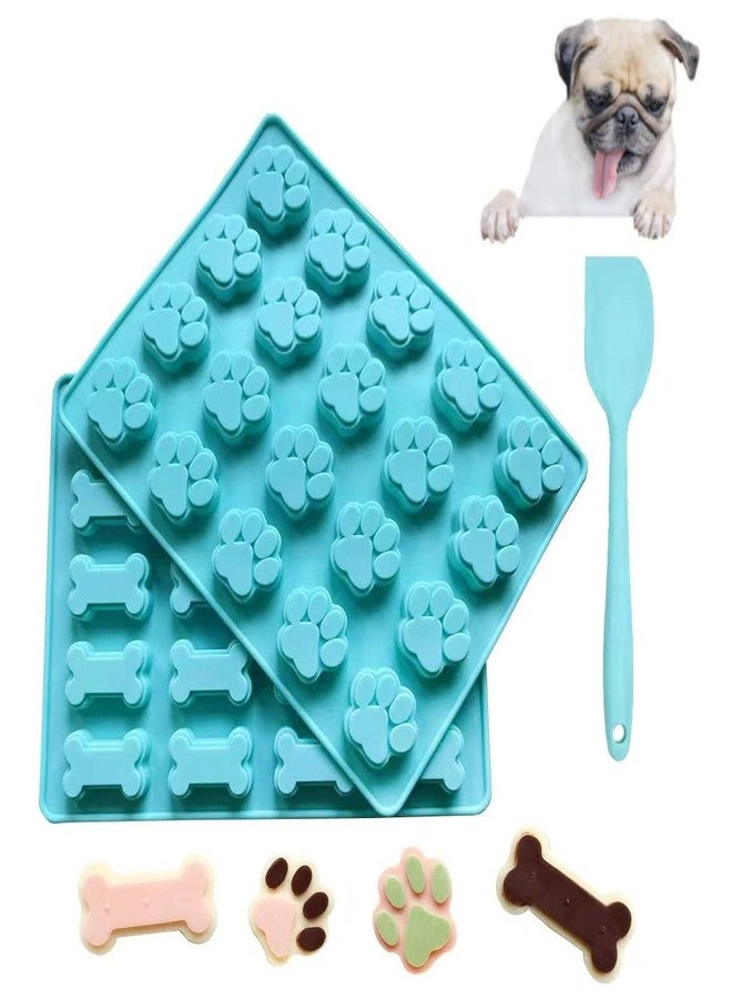 ARTIWARE SET OF 3 Dog Treat Cookie Molds and Spatula: Paw and Bone Food Grade Silicone Trays Dog Pet Cookie Molds for making Chocolate Candy Cookie Ice Cubes LARGE SIZE red - Image 1