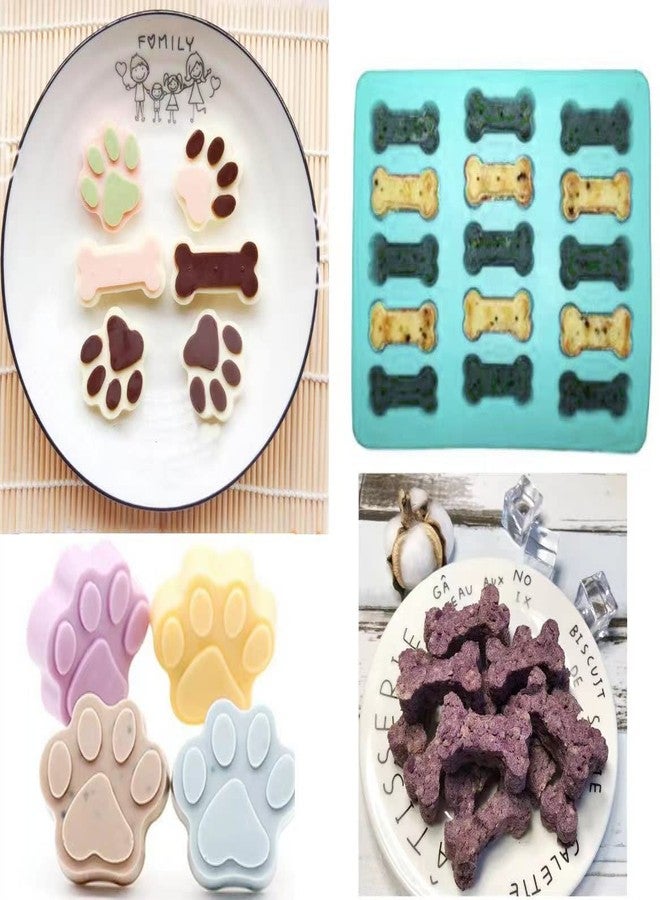 ARTIWARE SET OF 3 Dog Treat Cookie Molds and Spatula: Paw and Bone Food Grade Silicone Trays Dog Pet Cookie Molds for making Chocolate Candy Cookie Ice Cubes LARGE SIZE red - Image 5