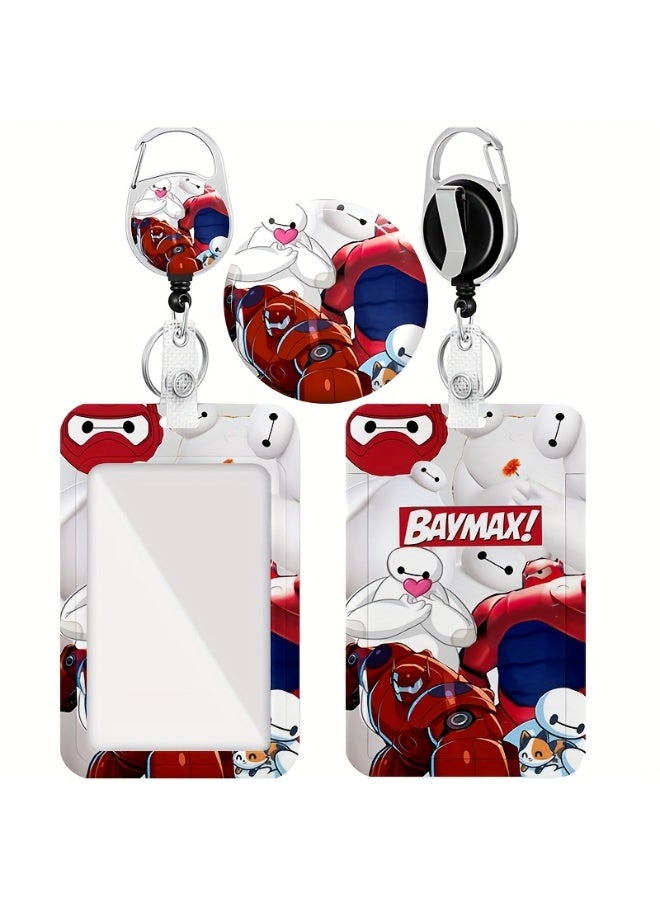 Disney 2in1 Disney Big Hero 6 Baymax Cartoon Design Retractable Zipper Card Holder - Suitable for Students, Workers, Offices | Professional Look | Fashion Design - Image 1