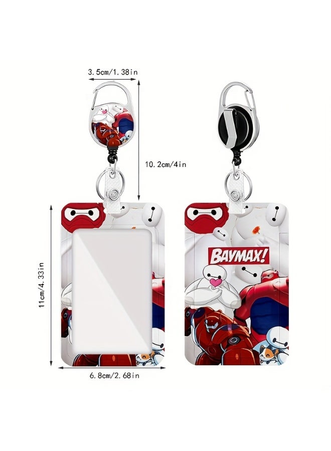 Disney 2in1 Disney Big Hero 6 Baymax Cartoon Design Retractable Zipper Card Holder - Suitable for Students, Workers, Offices | Professional Look | Fashion Design - Image 2