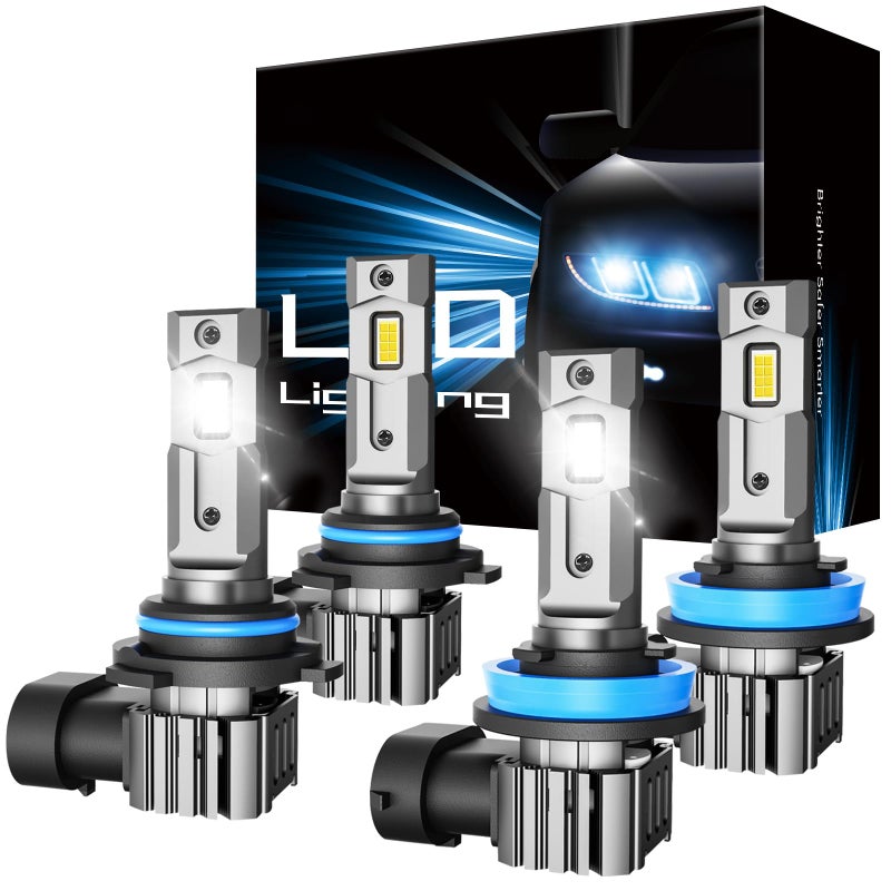 H11 9005 Bulbs 60W 16000LM Fog Lights Super Bright Cool White Light Bulbs Plug Play Pack of 4