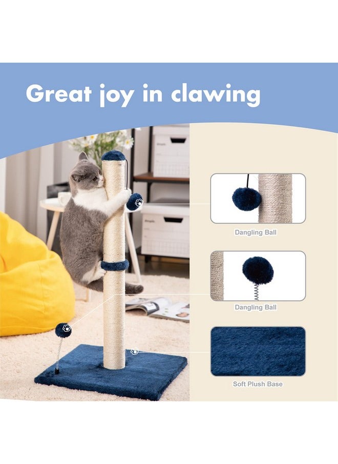 MECOOL MECOOL 34“ Tall Cat Scratching Post Premium Basics Kitten Scratcher Sisal Scratch Posts Trees with Hanging Ball for Indoor Cats, Navy  - Image 2