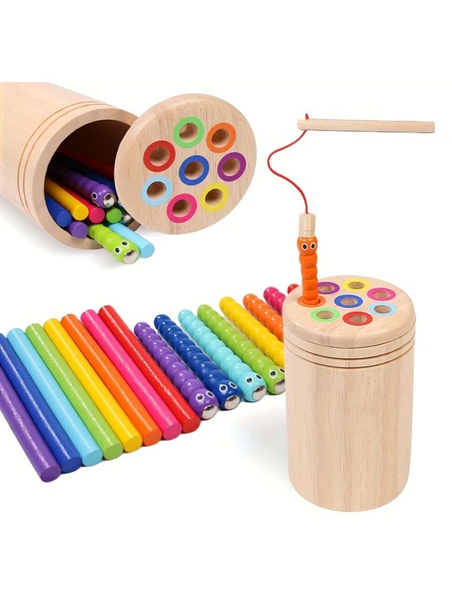 Wooden Puzzle Colorful Caterpillars Sorting Toys Hand Eye Coordination Teaching Aids - Image 2