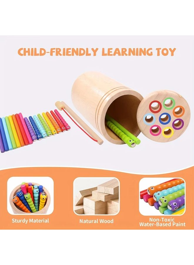 Wooden Puzzle Colorful Caterpillars Sorting Toys Hand Eye Coordination Teaching Aids - Image 5