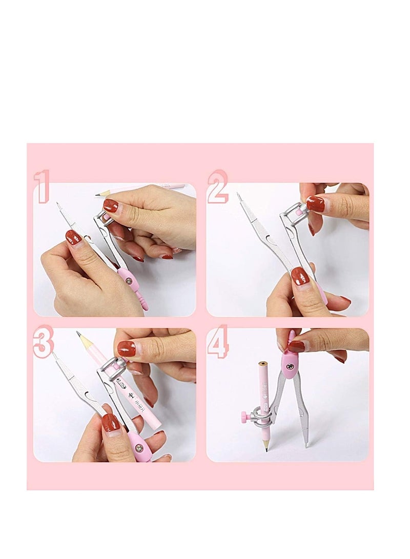 Maths Set, 8 PCS Geometry Sets with Shatterproof Storage Box, Geometry Set for School, Includes Ruler, Protractor, Compass, Pencil,Pencil Sharpener and Eraser, etc, Suitable for students - Image 4