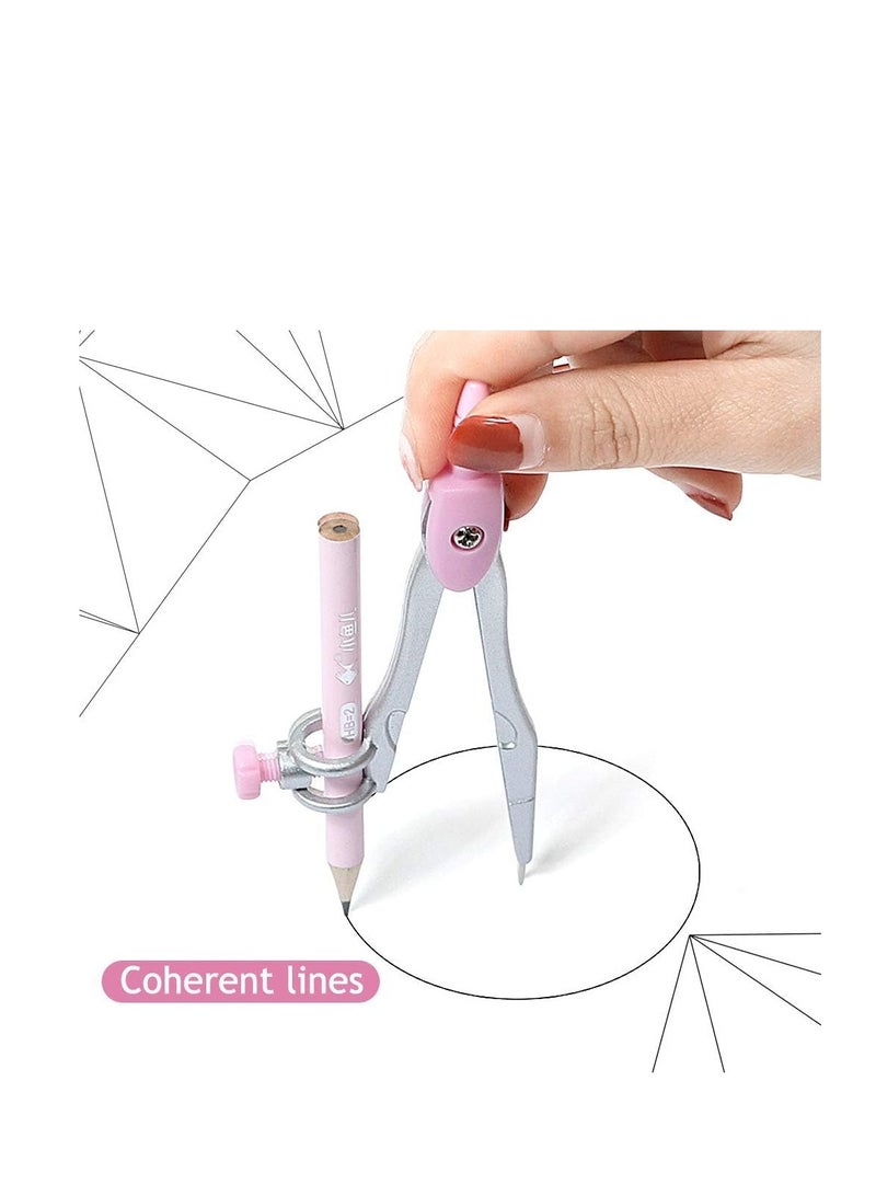 Maths Set, 8 PCS Geometry Sets with Shatterproof Storage Box, Geometry Set for School, Includes Ruler, Protractor, Compass, Pencil,Pencil Sharpener and Eraser, etc, Suitable for students - Image 5