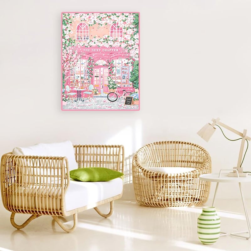 Eterkosu Pink Shop Diamond Art Painting Kits for Adults - DIY City Scenery 5D Paint with Diamonds Gem Art Painting Kits DIY Round Full Drill Diamond Dots Paintings Adult Crafts - Image 3