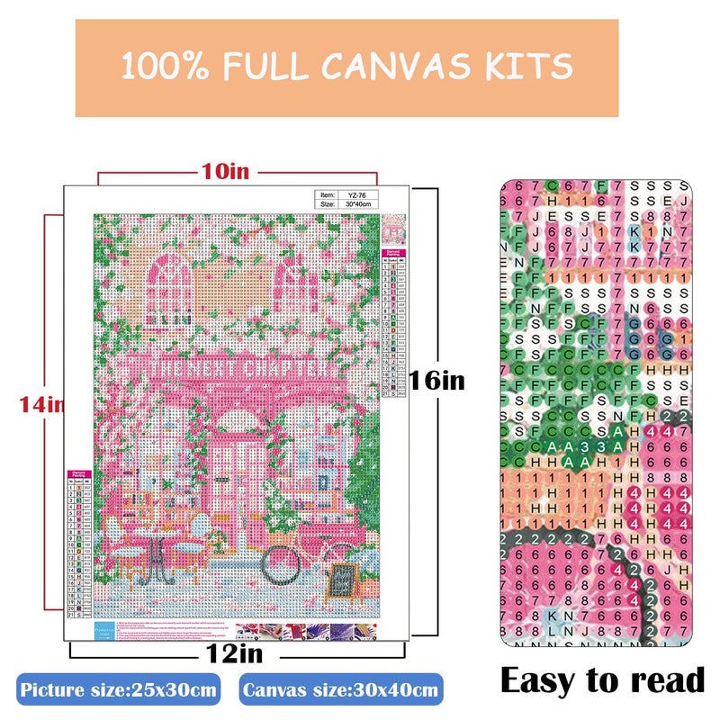 Eterkosu Pink Shop Diamond Art Painting Kits for Adults - DIY City Scenery 5D Paint with Diamonds Gem Art Painting Kits DIY Round Full Drill Diamond Dots Paintings Adult Crafts - Image 2