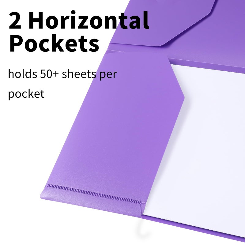 Cesil Plastic Folders with Pockets (6 Pack, Assorted Colors), Durable Heavy Duty File Folders with Business Card Slot, 2-Pocket Folder for Schoolwork & Office,Letter Size - Image 4
