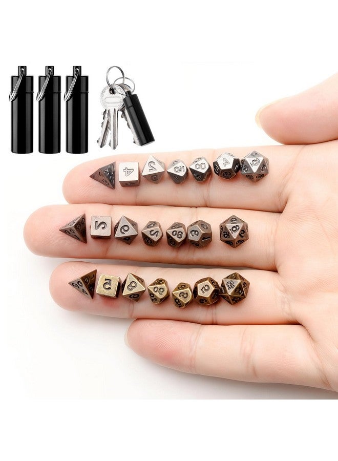 Grevosea Grevosea 21 Pcs Mini Dice Set, DND Dice Metal Micro Miniature Dice with EDC Keychain Case Portable Role Playing Dice Perfect Accessories, Tools & Gifts for D&D Player TTRPG Gamer or Dungeon Master  - Image 1