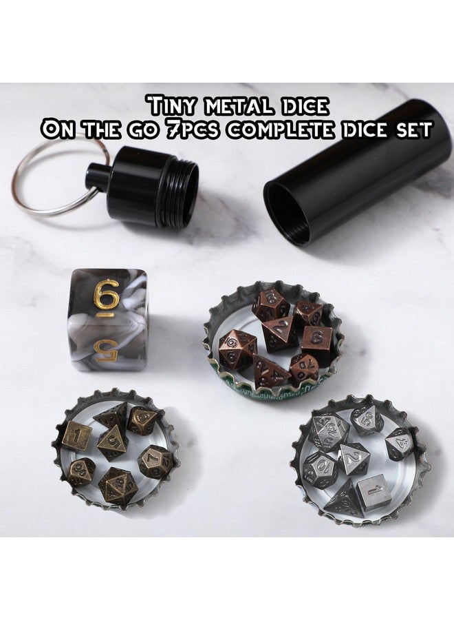 Grevosea Grevosea 21 Pcs Mini Dice Set, DND Dice Metal Micro Miniature Dice with EDC Keychain Case Portable Role Playing Dice Perfect Accessories, Tools & Gifts for D&D Player TTRPG Gamer or Dungeon Master  - Image 3
